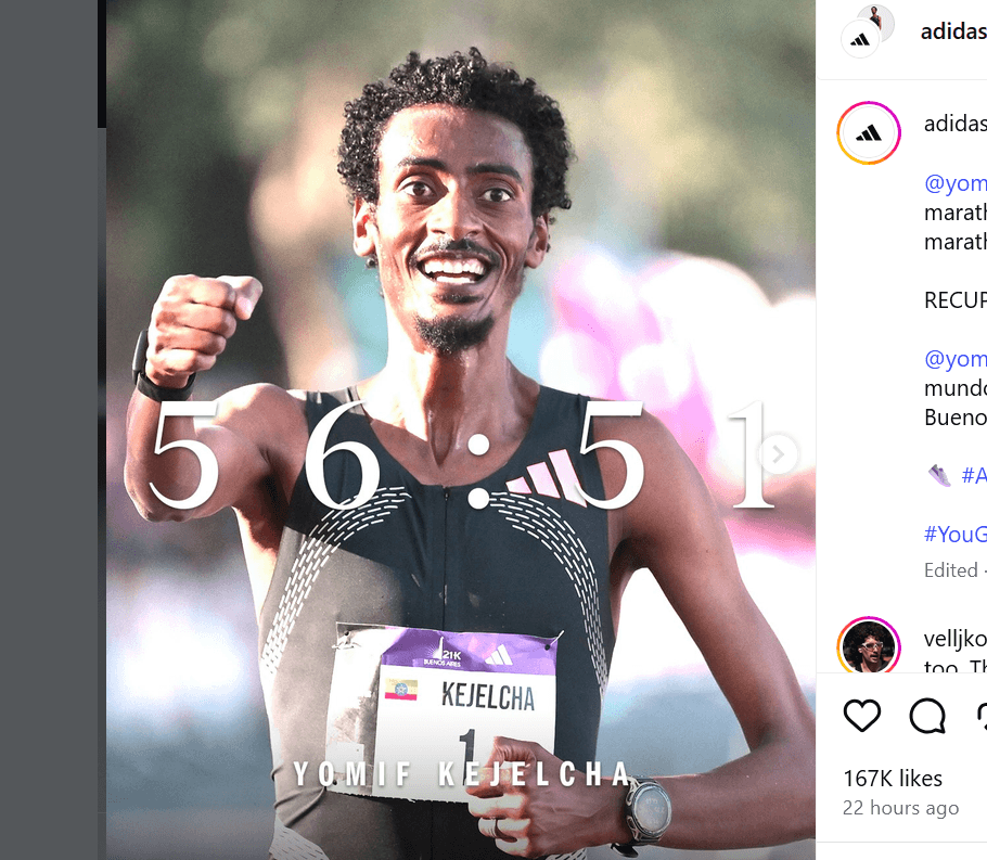 Amazfit Cheetah 2 Pro and Whoop on Kejelcha's Wrists at Half Marathon World Record